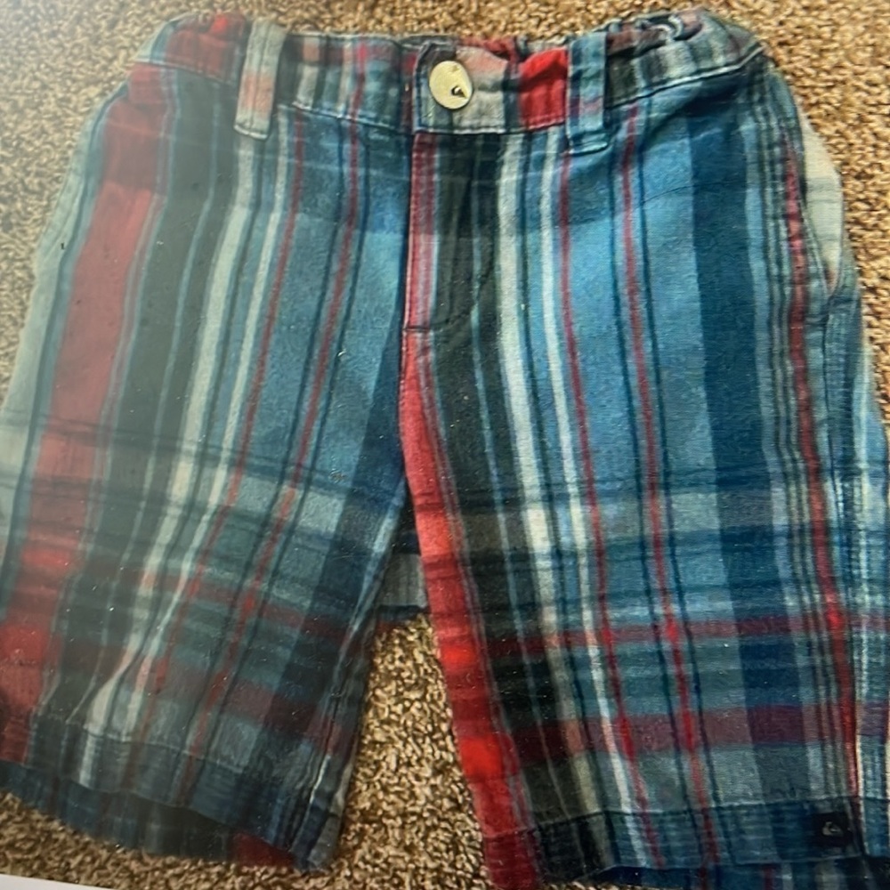 Quiksilver Blue & Red Plaid Bermuda Shorts 3T